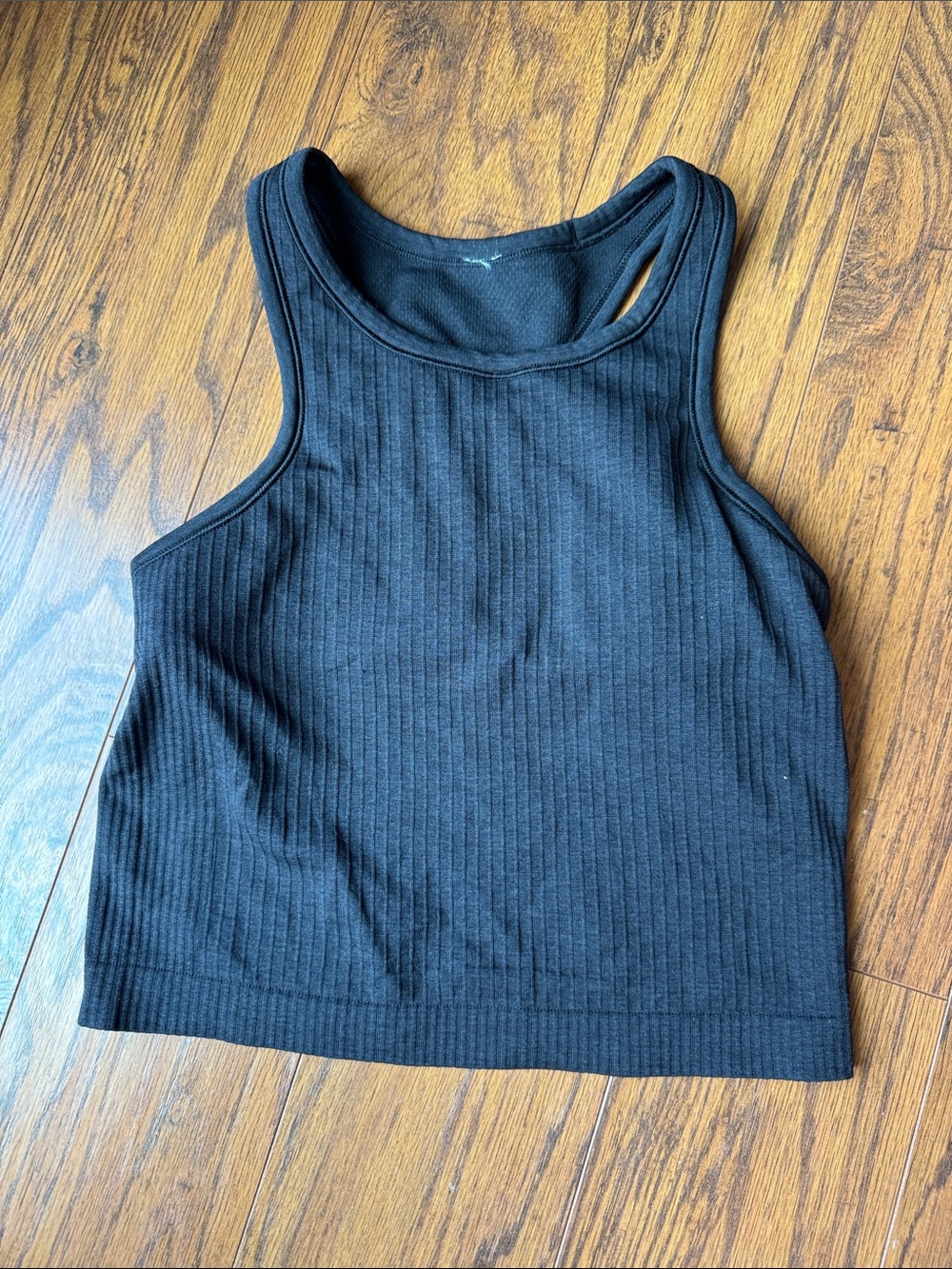 Lululemon Sleeveless Black Ribbed Crop Tank Top